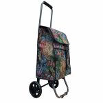 Gurulós bevásárlókocsi rózsás virágmintás gépi gobelin