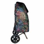 Gurulós bevásárlókocsi rózsás virágmintás gépi gobelin