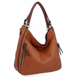 Gréta női válltáska nagyméretű konyak barna eco bőr