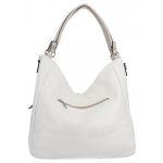 Fehér női válltáska nagyméretű eco bőr