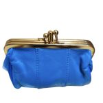 Valódi bőr női pénztárca csatos retro aprópénztartó bugyelláris kék