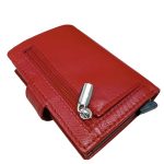 Valódi bőr mini kártyatartó pénztárca díszdobozban piros RFID