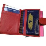 Valódi bőr mini kártyatartó pénztárca díszdobozban piros RFID