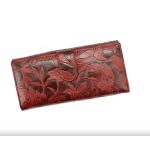 Női bőr pénztárca sok kártyatartóval nyomott virágmintás kék RFID díszdobozos