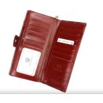 Női bőr pénztárca sok kártyatartóval nyomott virágmintás kék RFID díszdobozos