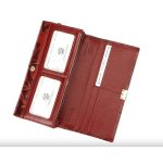 Női bőr pénztárca sok kártyatartóval nyomott virágmintás kék RFID díszdobozos