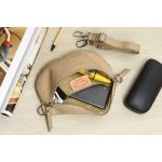 Natali valódi bőr női táska deréktáska crossbody övtáska fazon bézs