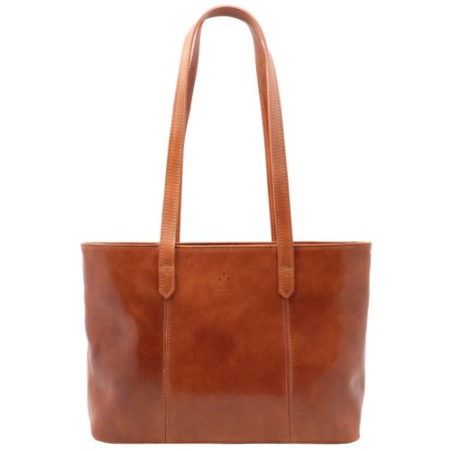 Valódi bőr női táska világosbarna színű luxus válltáska