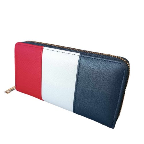 Tricolor női pénztárca cipzáras piros kék fehér