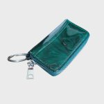 Valódi bőr női kulcstartó zöld lakk cipzáras
