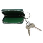 Valódi bőr női kulcstartó zöld lakk cipzáras