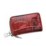 Bőr kulcstartó női cipzáras zöld