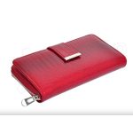 Valódi bőr női pénztárca kígyóbőr mintás piros RFID