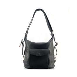   Regina valódi bőr női válltáska és hátizsák egyben fekete többfunkciós