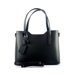 Elena valódi bőr női kézitáska fekete színben