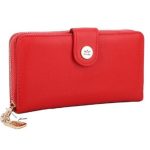 Női pénztárca piros nagyméretű sok kártyatartóval