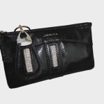 Valódi bőr női pénztárca + kulcstartó szett fekete elegáns