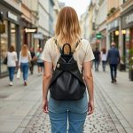 Valódi bőr női hátizsák fekete színben átcsatolós