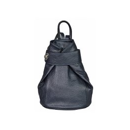 Női hátizsák valódi bőr sötétkék nagyméretű