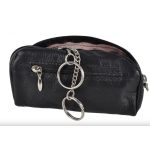 Bőr kulcstartó fekete színben cipzáras