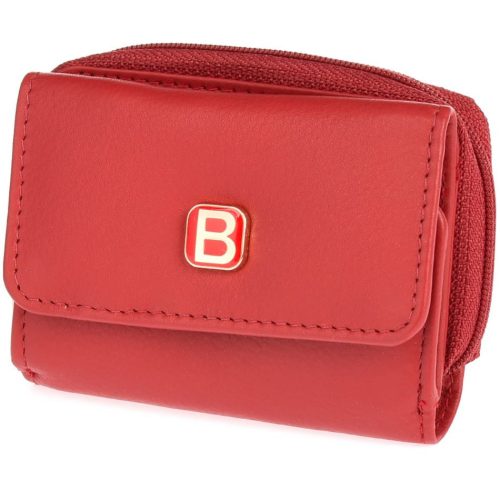 Bellugio valódi bőr női pénztárca piros mini kisméretű RFID