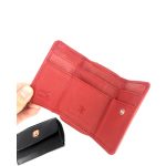 Bellugio valódi bőr női pénztárca piros mini kisméretű RFID