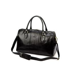   Valódi bőr utazó táska luxus prémium minőség fekete színben