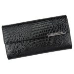 Valódi bőr női pénztárca fekete lakkozott Gregorio brifkó