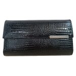 Valódi bőr női pénztárca fekete lakkozott Gregorio brifkó