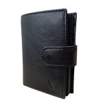 Valódi bőr kártyatartó mini pénztárca sötétkék színben díszdobozban RFID