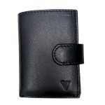 Valódi bőr kártyatartó mini pénztárca sötétkék színben díszdobozban RFID