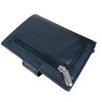 Valódi bőr kártyatartó mini pénztárca sötétkék színben díszdobozban RFID