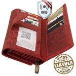 Hunter valódi bőr női pénztárca piros exclusive prémium RFID