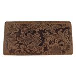 Valódi bőr női pénztárca barna színű nagyméretű brifkó nyomott virágmintás