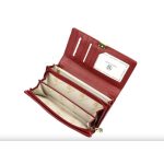 Valódi bőr női pénztárca piros nyomott virágmintás sok kártyatartós RFID