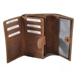 Valódi bőr női pénztárca barna színben sok kártyatartós RFID védelemmel