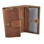 Valódi bőr női pénztárca barna színben sok kártyatartós RFID védelemmel