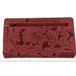 Rimini valódi bőr női pénztárca piros nyomott virágmintás Gina Monti