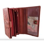 Rimini valódi bőr női pénztárca piros nyomott virágmintás Gina Monti