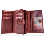 Rimini valódi bőr női pénztárca piros nyomott virágmintás Gina Monti