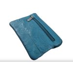 Kulcstartó türkiz színű valódi bőr cipzáras