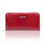 Valódi bőr női pénztárca piros lakk cipzáras Jennifer Jones 5247