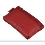 Kulcstartó valódi bőr piros színben cipzáras