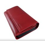 Valódi bőr női brifkó piros pincér pénztárca nagyméretű