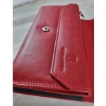 Valódi bőr női brifkó piros pincér pénztárca nagyméretű
