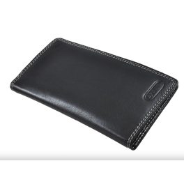   Bőr kártyatartó nagyméretű irattartó fekete színben díszdobozban