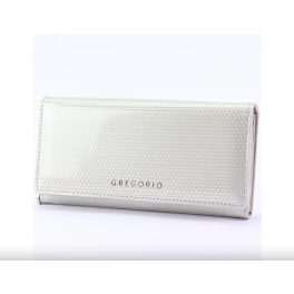 Női bőr pénztárca lakk fehér nagyméretű