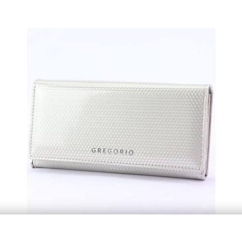 Női bőr pénztárca lakk fehér nagyméretű