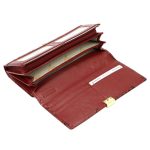 Női pénztárca valódi bőr piros sok kártyatartóval nyomott virágmintás RFID