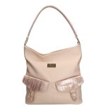 Elegáns női válltáska nagyméretű Karen bézs rostbőr